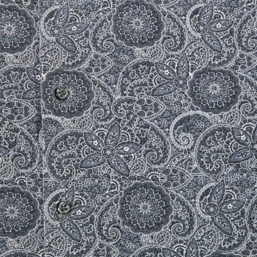Ben Sherman Button Down Paisley Slim Fit Mandala Print Navy Mens L 16.5 34/35 - Picture 3 of 9
